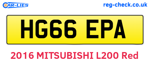 HG66EPA are the vehicle registration plates.
