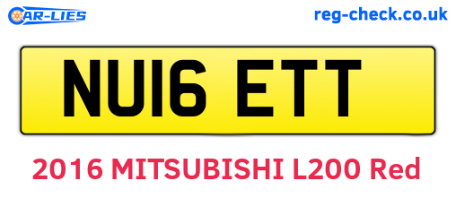 NU16ETT are the vehicle registration plates.