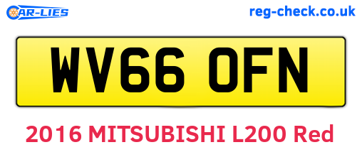 WV66OFN are the vehicle registration plates.