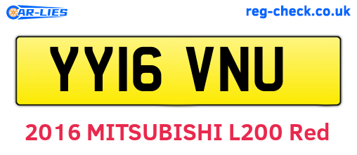 YY16VNU are the vehicle registration plates.