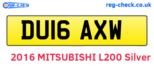 DU16AXW are the vehicle registration plates.