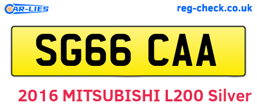 SG66CAA are the vehicle registration plates.