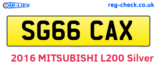 SG66CAX are the vehicle registration plates.