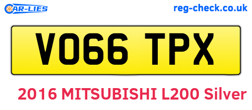 VO66TPX are the vehicle registration plates.