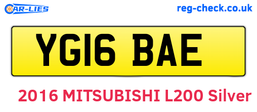 YG16BAE are the vehicle registration plates.