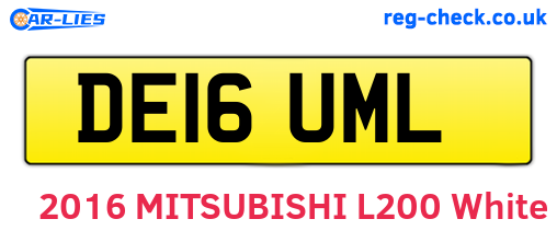 DE16UML are the vehicle registration plates.