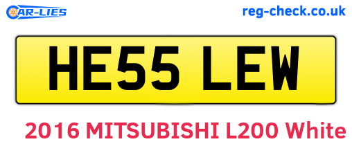 HE55LEW are the vehicle registration plates.