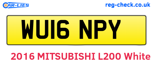 WU16NPY are the vehicle registration plates.