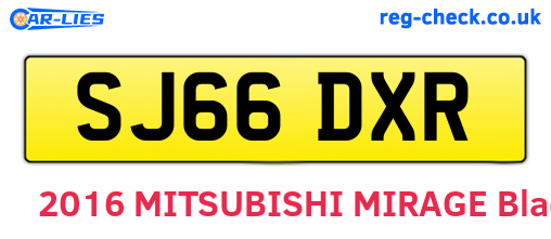 SJ66DXR are the vehicle registration plates.