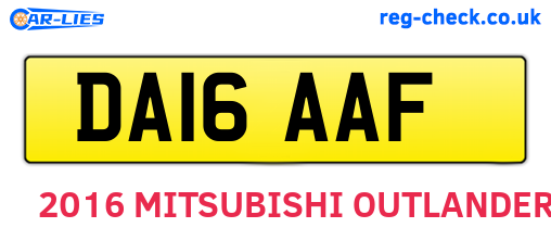 DA16AAF are the vehicle registration plates.