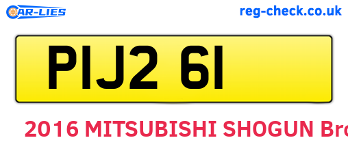 PIJ261 are the vehicle registration plates.