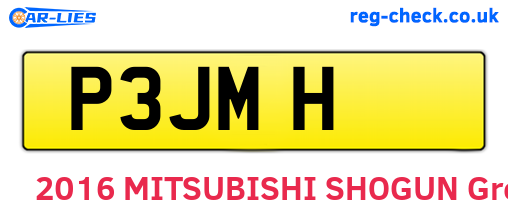 P3JMH are the vehicle registration plates.