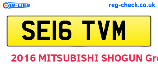 SE16TVM are the vehicle registration plates.