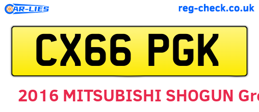 CX66PGK are the vehicle registration plates.
