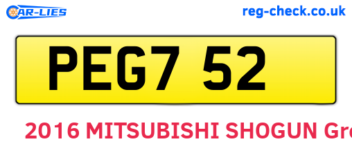 PEG752 are the vehicle registration plates.