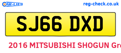 SJ66DXD are the vehicle registration plates.