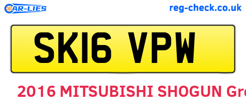 SK16VPW are the vehicle registration plates.