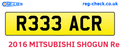 R333ACR are the vehicle registration plates.