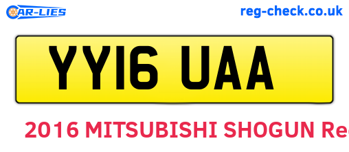 YY16UAA are the vehicle registration plates.