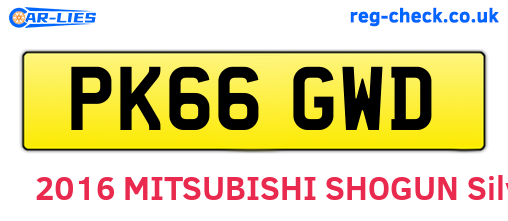 PK66GWD are the vehicle registration plates.