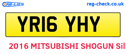 YR16YHY are the vehicle registration plates.