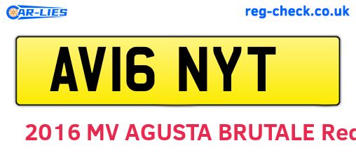 AV16NYT are the vehicle registration plates.