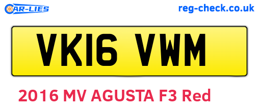 VK16VWM are the vehicle registration plates.