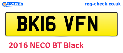 BK16VFN are the vehicle registration plates.