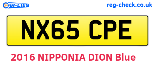 NX65CPE are the vehicle registration plates.