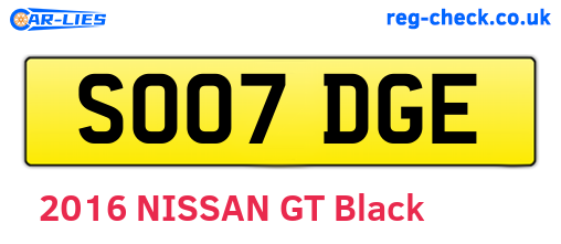 SO07DGE are the vehicle registration plates.