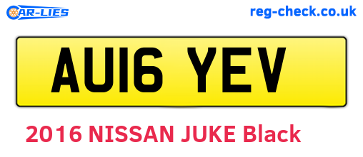 AU16YEV are the vehicle registration plates.
