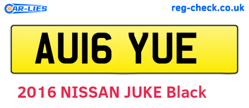AU16YUE are the vehicle registration plates.