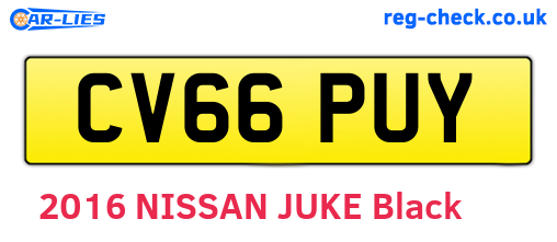 CV66PUY are the vehicle registration plates.