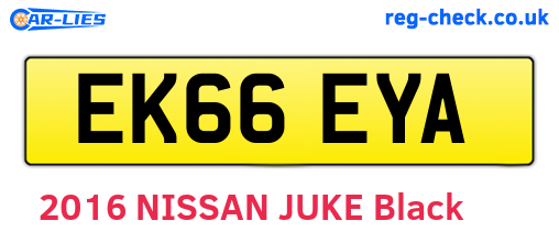 EK66EYA are the vehicle registration plates.