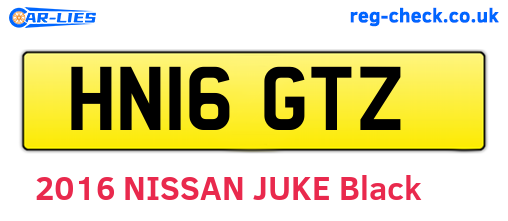 HN16GTZ are the vehicle registration plates.