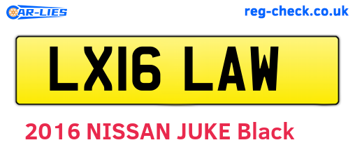 LX16LAW are the vehicle registration plates.