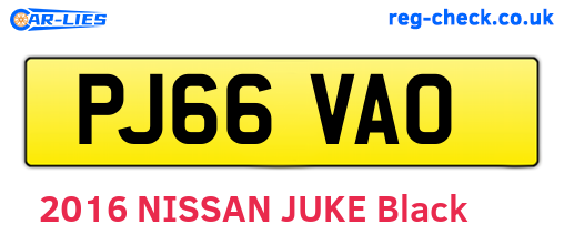 PJ66VAO are the vehicle registration plates.