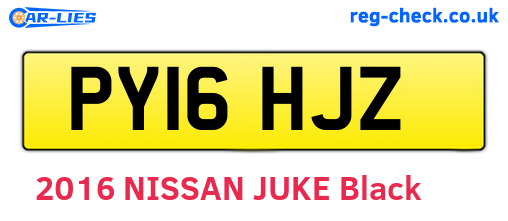 PY16HJZ are the vehicle registration plates.
