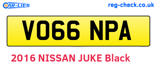 VO66NPA are the vehicle registration plates.