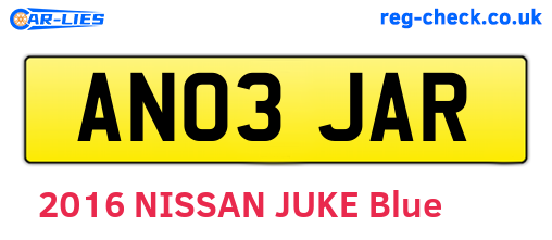 AN03JAR are the vehicle registration plates.