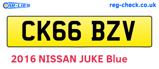 CK66BZV are the vehicle registration plates.