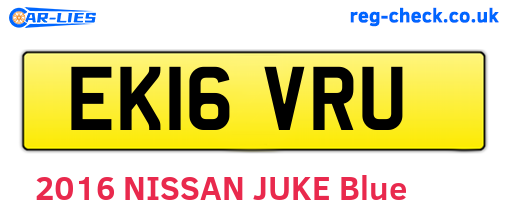 EK16VRU are the vehicle registration plates.