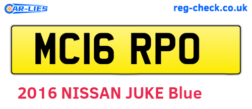 MC16RPO are the vehicle registration plates.