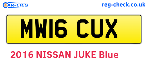 MW16CUX are the vehicle registration plates.