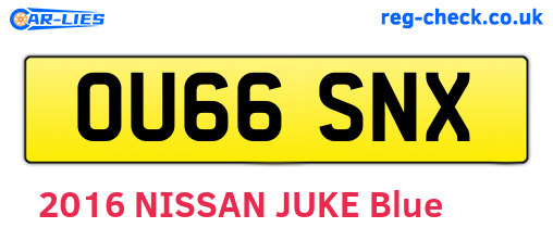 OU66SNX are the vehicle registration plates.