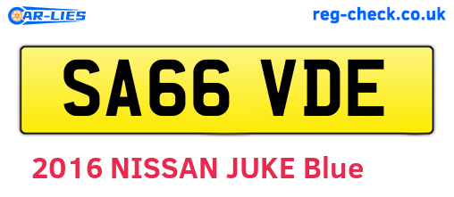 SA66VDE are the vehicle registration plates.