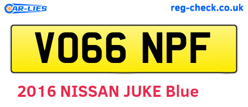 VO66NPF are the vehicle registration plates.