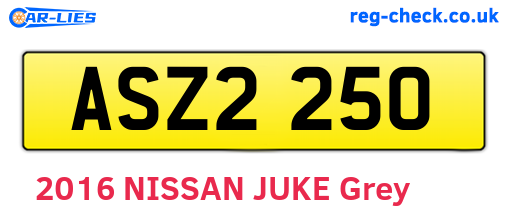 ASZ2250 are the vehicle registration plates.