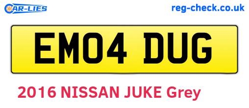 EM04DUG are the vehicle registration plates.