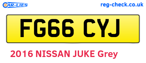 FG66CYJ are the vehicle registration plates.